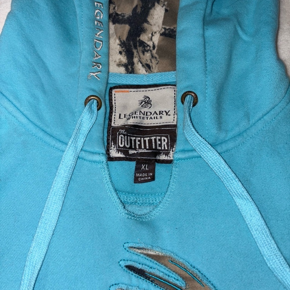 Legendary Whitetails Teal Hoodie with Camouflage Detail - Picture 3 of 3